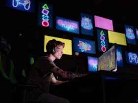 A Man Playing a Video Game in a Computer